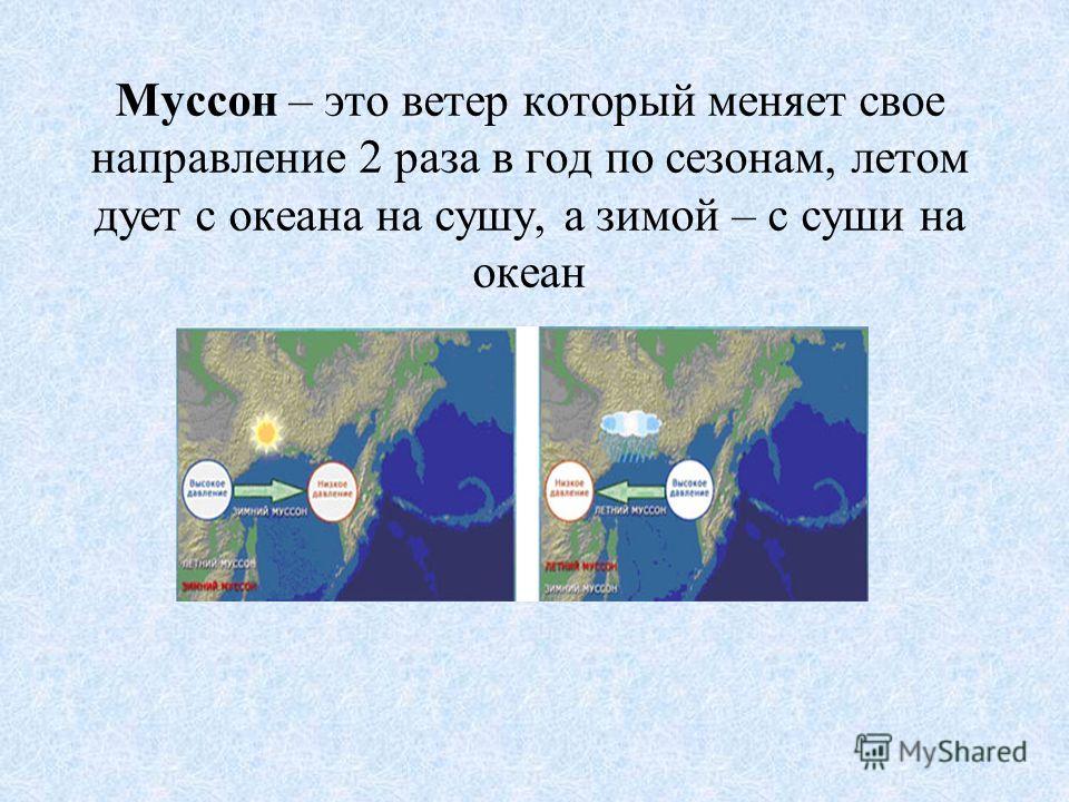 Муссон это ветер который меняет направление два раза в год по рисунку определи вид муссона