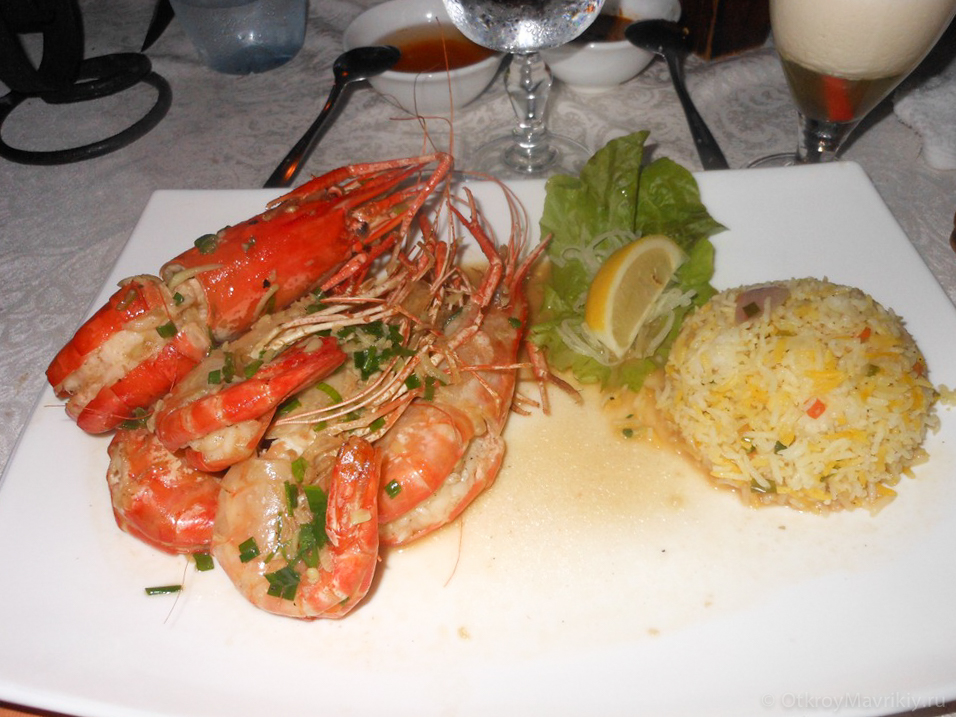Фото вкусного ужина на двоих в одном из лучших ресторанов Маврикия по цене 50-80 евро