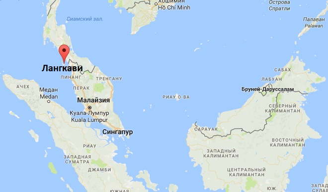 Остров Лангкави на карте Малайзии