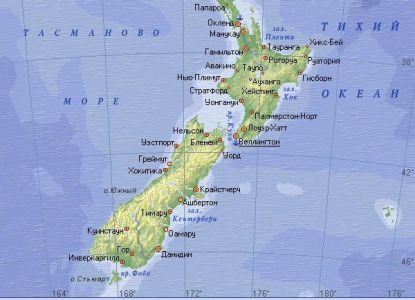 Новая Зеландия на карте