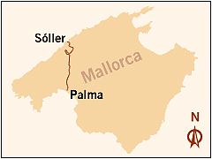 Схема маршрута поезда Пальма-де-Майорка — Сойер
