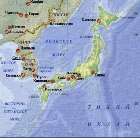 Японское море карта