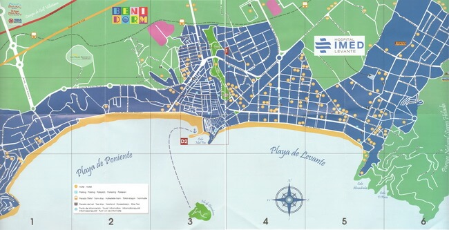 карта бенидорма с остановками и отелями