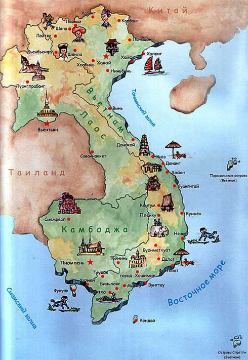 Карта Вьетнама с курортами фото