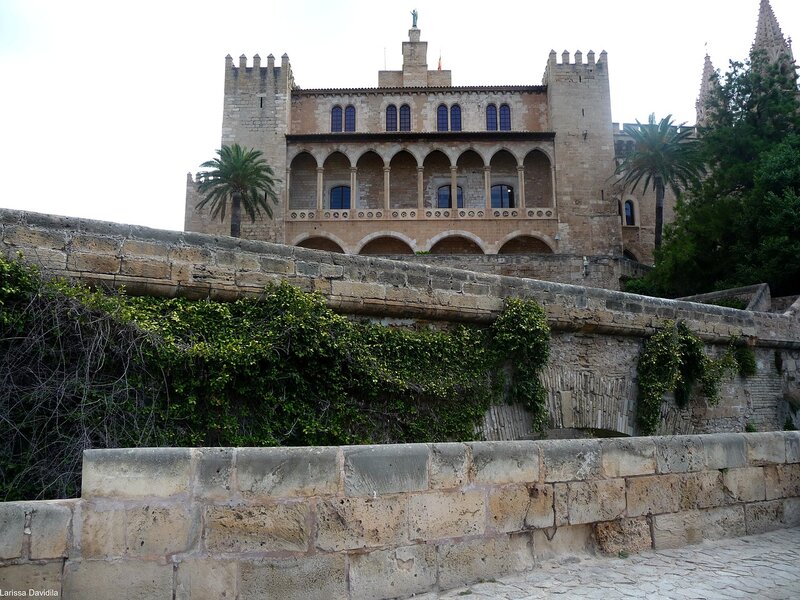 Вид на дворец и крепостную стену.