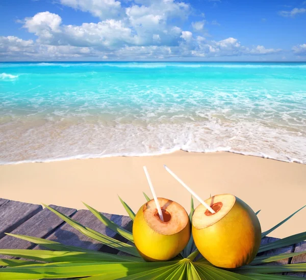 Карибский рай пляж кокосы коктейль — стоковое фото